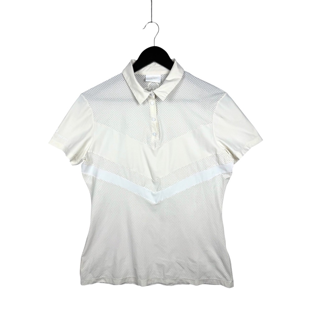 CAVALLERIA TOSCANA Off White Perforated Jersey Polo T Shirt Women's Sz M